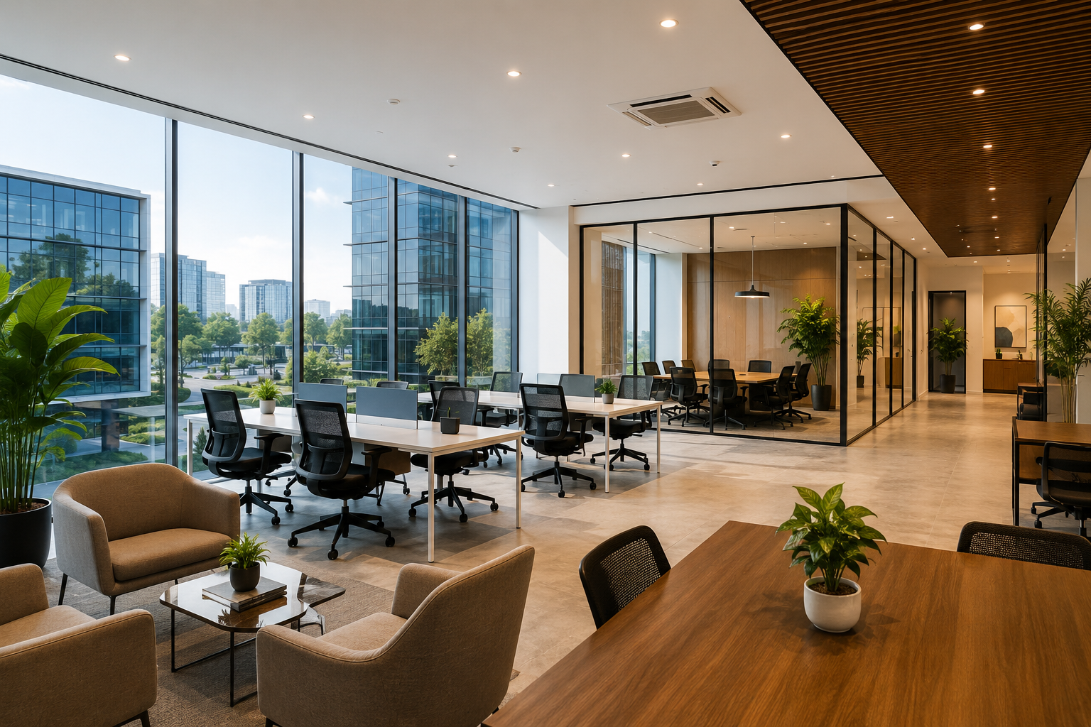 Modern open-plan office with natural light